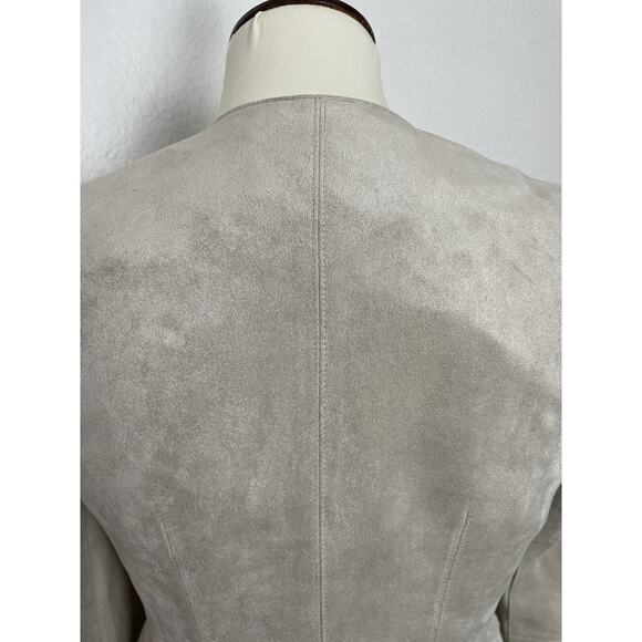 BCBGMaxAzria Jacket Kidd Faux Leather Moto Ruffled Single Breast Tan - Picture 8 of 12